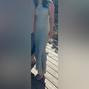 Light Green Ruched Maxi Dress